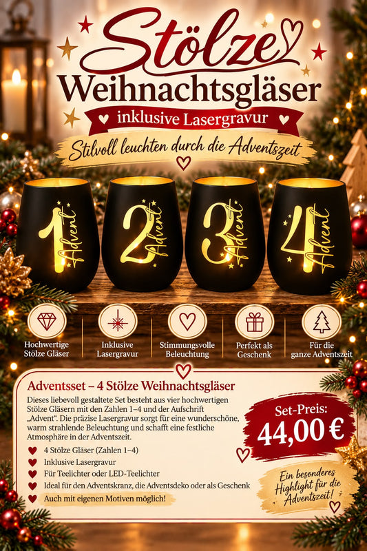 Adventsset - 4 Stölze Weihnachtsgläser